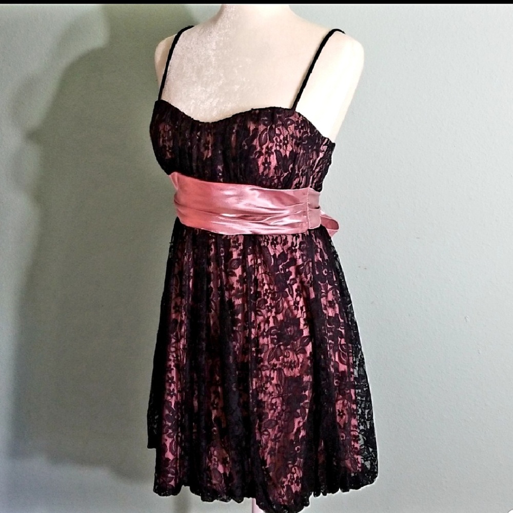 Speechless Black Lace Pink Dress Juniors L